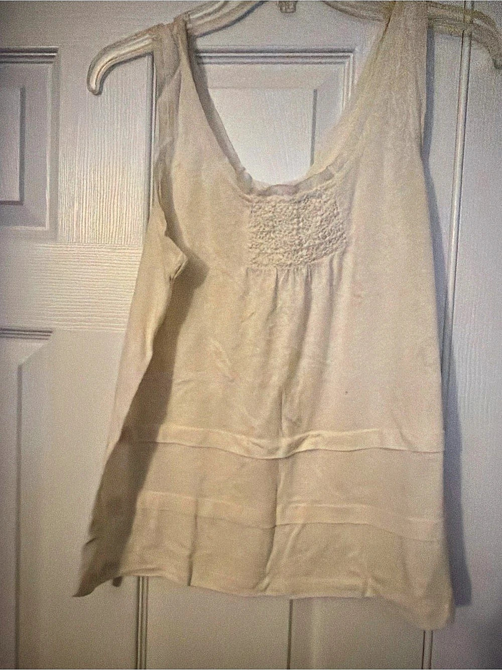 LOFT Embroidered Tank Top in Beige Like New